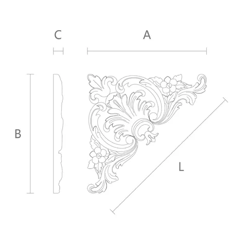Classic Floral Acanthus Corner Onlay from oak